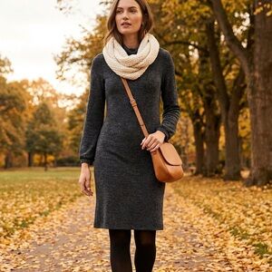NEW Banana Republic Charcoal Cowl Neck Sweater Dress size S